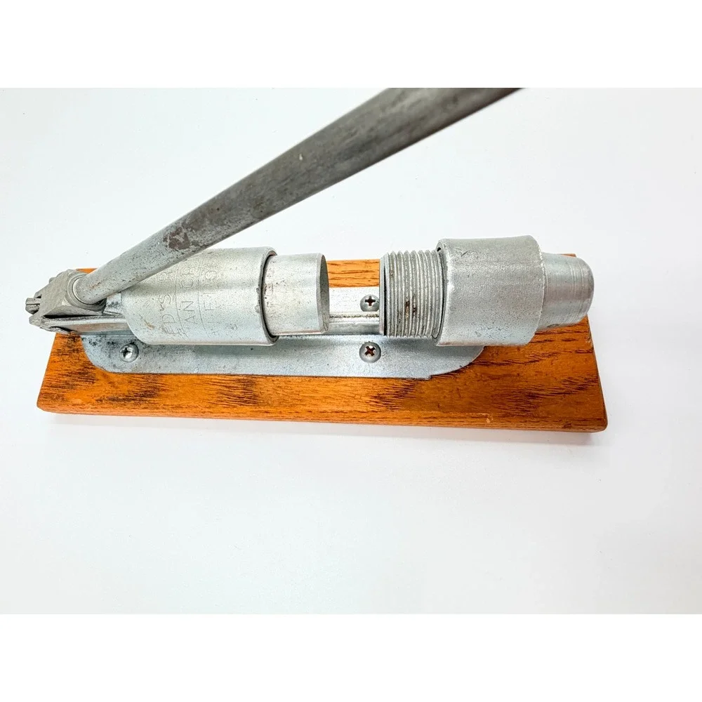 Vintage Reed's Rocket Pecan Nut Cracker Wood Base Manual Heavy Duty Silver Metal
